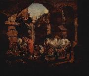 Johann Heinrich Roos Zigeunerlager in antiken Ruinen Spain oil painting artist